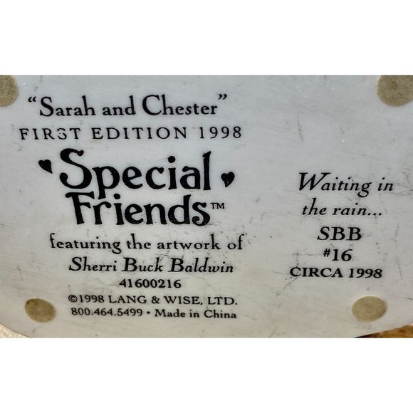 Special Friends "Sarah and Chester" Waiting in the rain #16, 1998, handpainted, - Picture 17 of 17